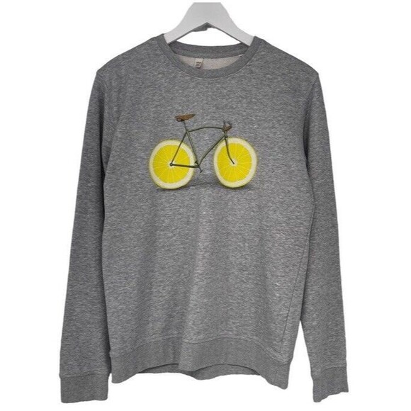 Wituka Zest Sweatshirt Organic Cotton Cycle Lemons Fair Trade Crew Minimalist S - Picture 2 of 10